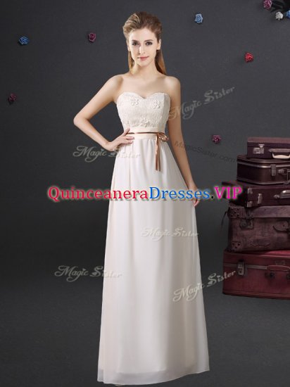 Fabulous Sweetheart Sleeveless Chiffon Quinceanera Dama Dress Lace and Appliques and Belt Lace Up - Click Image to Close
