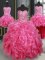 Four Piece Sweetheart Sleeveless Organza 15th Birthday Dress Beading and Ruffles Lace Up