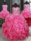 Four Piece Sweetheart Sleeveless Organza 15th Birthday Dress Beading and Ruffles Lace Up