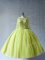 Attractive Beading 15th Birthday Dress Yellow Green Lace Up Long Sleeves Floor Length
