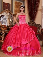 Burnham Market East Anglia Strapless Embroidery Decorate For Gorgeous Quinceanera Dress In Coral Red