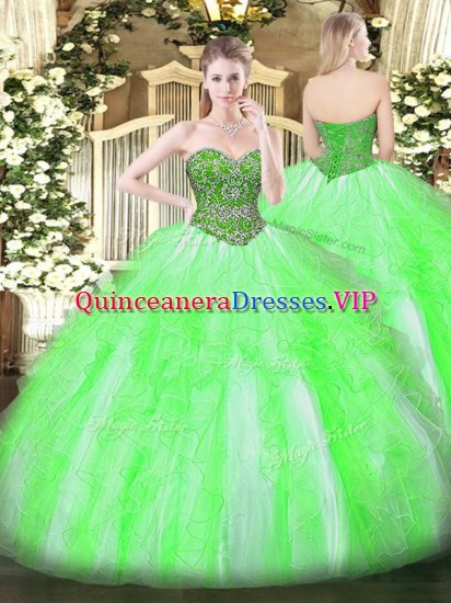 Admirable Floor Length Lace Up Sweet 16 Quinceanera Dress for Military Ball and Sweet 16 and Quinceanera with Beading and Ruffles - Click Image to Close