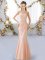 Sweet Peach Lace Up Vestidos de Damas Beading Sleeveless Floor Length