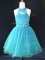 Custom Made Sleeveless Lace Up Mini Length Beading and Lace Child Pageant Dress