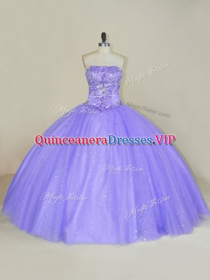 Super Lavender Lace Up Sweet 16 Quinceanera Dress Sequins Sleeveless Floor Length - Click Image to Close