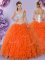 Ball Gowns Sweet 16 Quinceanera Dress Orange Red Sweetheart Tulle Sleeveless Floor Length Lace Up