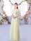 Glorious Floor Length Side Zipper Court Dresses for Sweet 16 Yellow Green for Wedding Party with Lace and Belt
