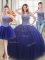 Three Piece Royal Blue Sleeveless Floor Length Beading Lace Up 15th Birthday Dress