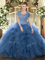 Sleeveless Clasp Handle Floor Length Beading and Ruffled Layers Vestidos de Quinceanera