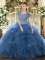Sleeveless Clasp Handle Floor Length Beading and Ruffled Layers Vestidos de Quinceanera
