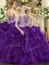 Glittering Sleeveless Lace Up Floor Length Beading and Ruffles Quinceanera Gown