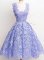 Lace Straps Sleeveless Zipper Lace Quinceanera Court Dresses in Lavender