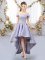 Romantic High Low Lace Up Quinceanera Court of Honor Dress Lavender for Prom and Party and Wedding Party with Appliques