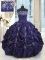Floor Length Dark Purple Quinceanera Gowns Taffeta Sleeveless Beading and Appliques and Embroidery and Pick Ups