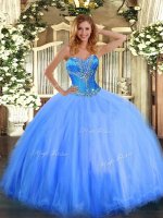 Discount Blue Sleeveless Tulle Lace Up Sweet 16 Dresses for Sweet 16 and Quinceanera(SKU SJQDDT1092002-1BIZ)