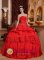 Benidorm Spain Appliques Beautiful Red Christmas Party Dress For Formal Evening Sweetheart Taffeta Ball Gown