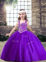 Floor Length Ball Gowns Sleeveless Purple Pageant Dress Wholesale Lace Up