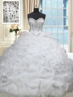 Custom Designed Sleeveless Brush Train Lace Up Beading and Pick Ups Military Ball Gown