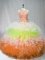 Custom Fit Tulle Scoop Sleeveless Zipper Beading and Ruffles Quinceanera Gowns in Multi-color