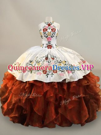 Hot Selling Sleeveless Embroidery and Ruffles Lace Up Quinceanera Dresses