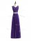 V-neck Sleeveless Quinceanera Court of Honor Dress Floor Length Beading and Lace Lavender Chiffon