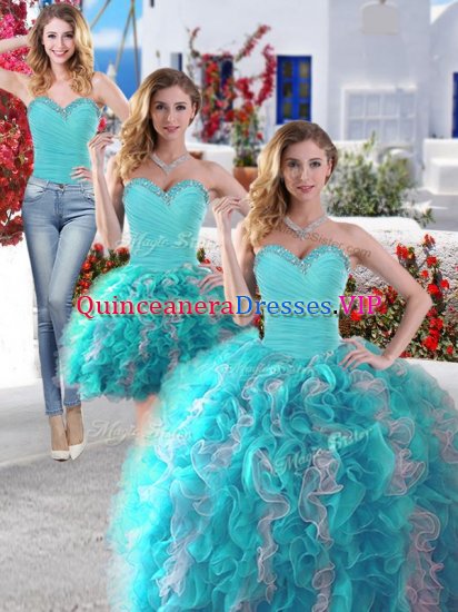 Extravagant Three Piece Sleeveless Beading Lace Up Quinceanera Gowns - Click Image to Close