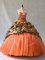 Most Popular Orange V-neck Neckline Beading and Pick Ups Quinceanera Dress Sleeveless Lace Up