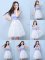 Fashion White V-neck Neckline Appliques Dama Dress for Quinceanera Sleeveless Lace Up