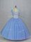 Lovely Blue Lace Up Quinceanera Gown Beading Sleeveless Floor Length