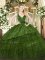 Ball Gowns 15th Birthday Dress Dark Green Straps Organza and Taffeta Sleeveless Floor Length Zipper
