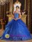 Popular Royal Blue Quinceanera Dress with Sweetheart Appliques and Pick-ups in San Carlos CA