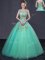 Discount Ball Gowns Quinceanera Gown Turquoise Scoop Organza Sleeveless Floor Length Lace Up