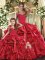 On Sale Ruffles Sweet 16 Dresses Red Lace Up Sleeveless Floor Length