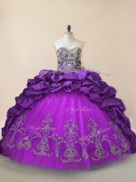 Adorable Taffeta and Tulle Sweetheart Sleeveless Brush Train Lace Up Beading and Pick Ups Sweet 16 Dresses in Purple(SKU PSSW1155-6BIZ)