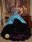 Port Talbot West Glamorgan New Style Aqua Blue and Black Quinceanera Dress with Sweetheart Pick-ups Ball Gown Taffeta and Organza