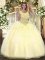 Chic Scoop Sleeveless Organza Quince Ball Gowns Beading Zipper