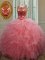Eye-catching Scoop Sleeveless Tulle Quinceanera Dresses Beading and Ruffles Lace Up