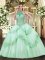 Apple Green Sleeveless Tulle Lace Up Quinceanera Dresses for Military Ball and Sweet 16 and Quinceanera