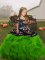 Top Selling Sleeveless Organza Floor Length Lace Up Child Pageant Dress in Green with Embroidery and Ruffles