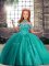 Turquoise Lace Up High-neck Beading Girls Pageant Dresses Tulle Sleeveless