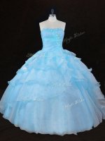 Sexy Aqua Blue Sleeveless Organza Lace Up 15 Quinceanera Dress for Sweet 16 and Quinceanera(SKU PSSW0984-5BIZ)