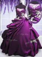 Purple Lace Up Sweet 16 Dresses Appliques and Pick Ups Sleeveless Floor Length(SKU PSSW029-5BIZ)