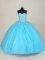 Captivating Aqua Blue Ball Gowns Tulle Sweetheart Sleeveless Beading Floor Length Lace Up Vestidos de Quinceanera