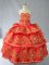 Gorgeous Red Sweetheart Neckline Embroidery and Ruffled Layers Little Girl Pageant Dress Sleeveless Lace Up
