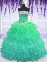 Pick Ups Ruffled Multi-color Sleeveless Organza Lace Up Sweet 16 Dresses for Military Ball and Sweet 16 and Quinceanera(SKU PSSW087-7BIZ)