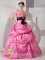 Ocean Springs Mississippi/MS Rose Pink For Sweetheart Quinceanea Dress With Taffeta Sash and Ruched Bodice Custom Made