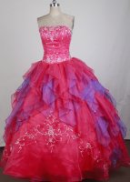 Mexican Exclusive Ball Gown Strapless Floor-length Red Quinceanera Dress LZ426014