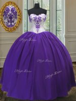 Sophisticated Eggplant Purple Ball Gowns Beading Sweet 16 Dress Lace Up Taffeta Sleeveless Floor Length