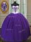 Sophisticated Eggplant Purple Ball Gowns Beading Sweet 16 Dress Lace Up Taffeta Sleeveless Floor Length