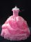 Spectacular Rose Pink 15 Quinceanera Dress Sweet 16 and Quinceanera with Beading and Sequins Off The Shoulder Sleeveless Lace Up